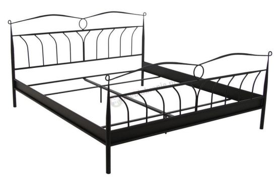Actona Line ozdobne czarne małżeńskie łóżko podwójne 140x200cm metalowe w stylu prowansalskim